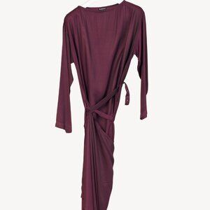 Ann Demeulemeester Eggplant Long-Sleeve Wrap-Skirt Midi Dress